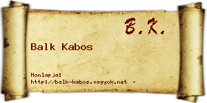 Balk Kabos névjegykártya
